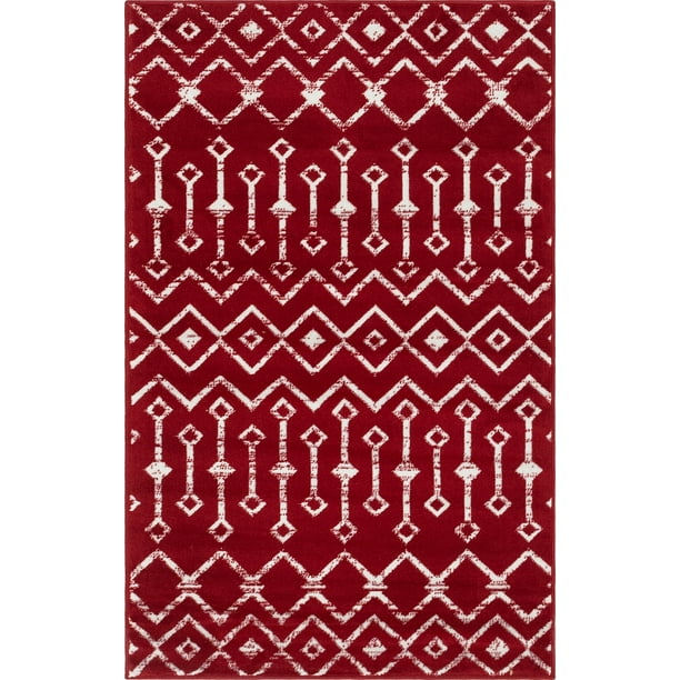 3 x 5 Unique Loom Trellis Collection Geometric Modern Red Area Rug 3 x 5 Unique Loom Trellis Collection Geometric Modern Red Area Rug
